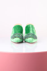 Giannico Kristal Detaylı Topuklu Terlik Yeşil - 37